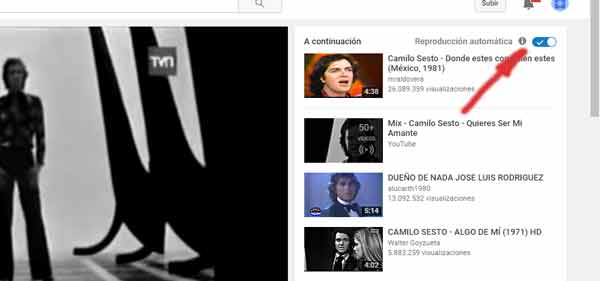 Reproducción automática en youtube