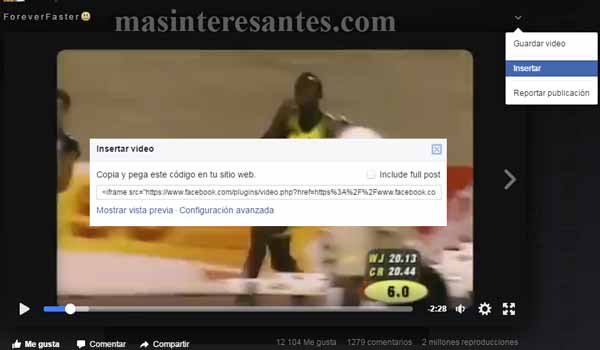 Insertar vídeo de Facebook en web
